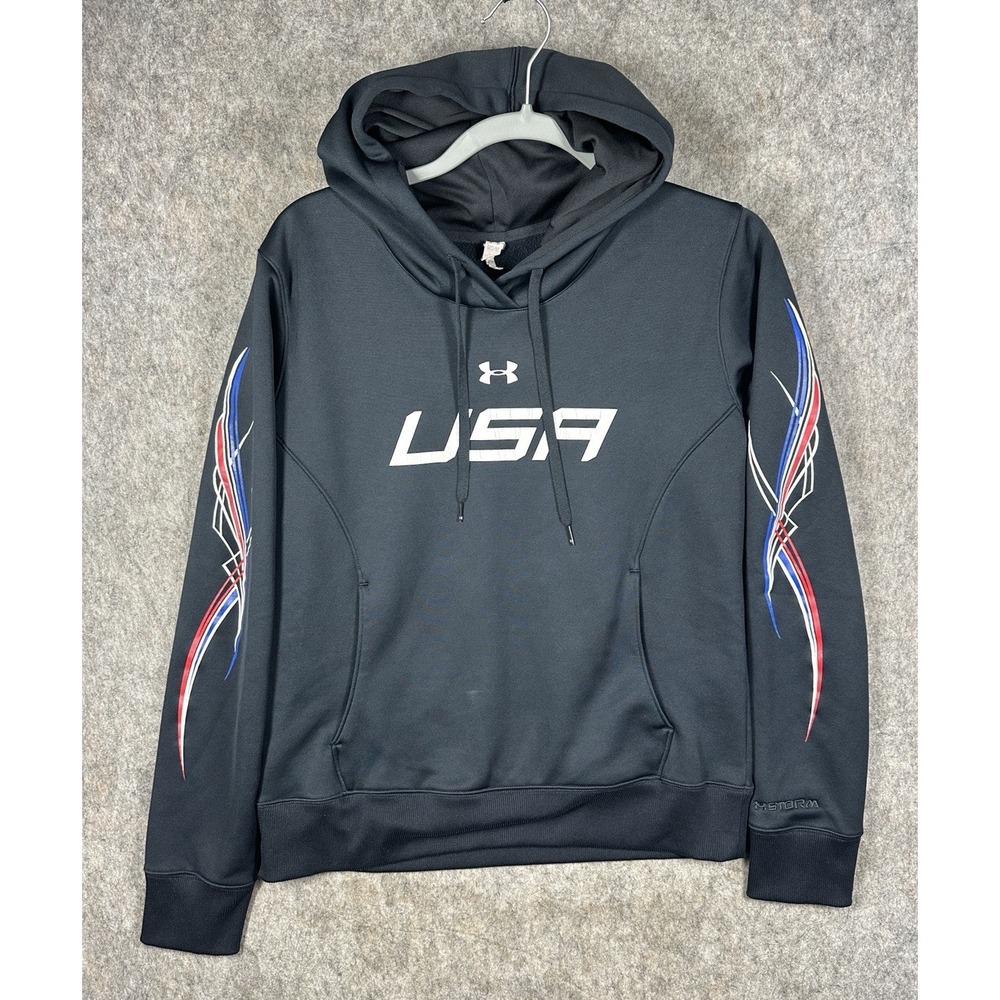 Under Armour USA ColdGear Storm Hoodie Unisex Medium Black Patriotic